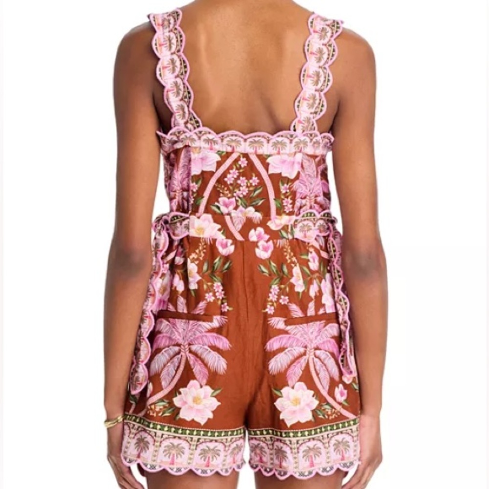 🤎🌴🩷 FARM Rio Palm Dream Pleated Romper - Picture 6 of 7